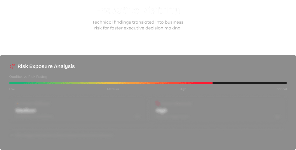 Executive Visibility: dashboards and risk exposure analysis for security teams and leadership.